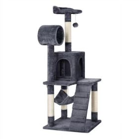 51" Cat Tree with Hammock and Scratching Post Tower (Color: Dark Gray)